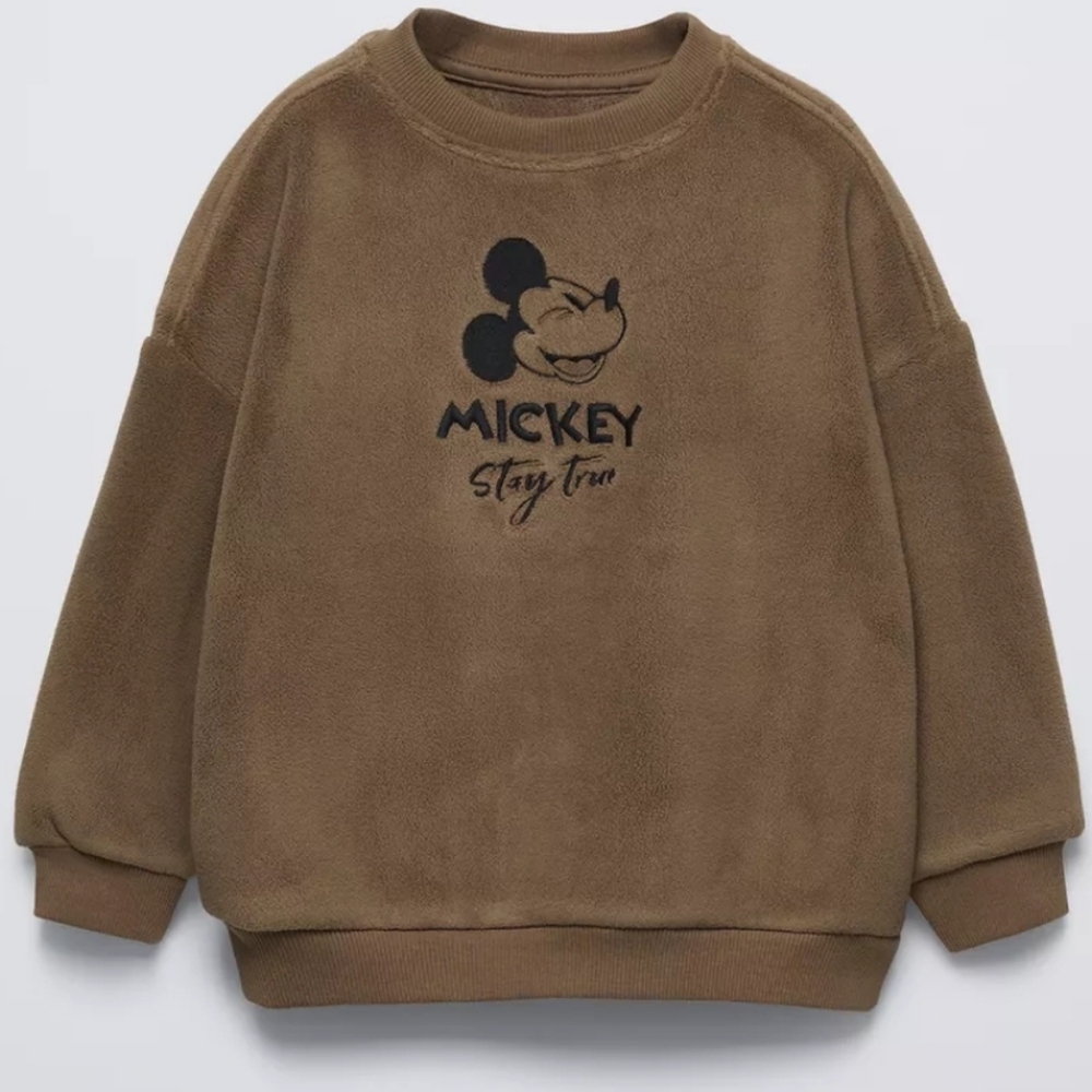 ZARA MICKEY MOUSE @ DISNEY EMBROIDERED POLAR FLEECE SWEATSHIRT